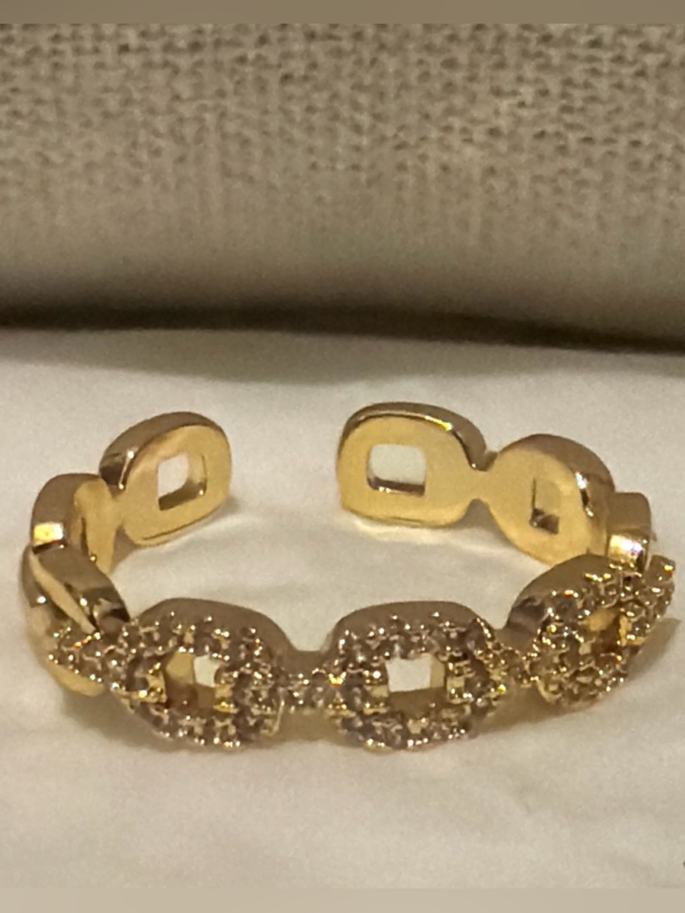 Goldtone Pavé Link Cuff Ring - Gold